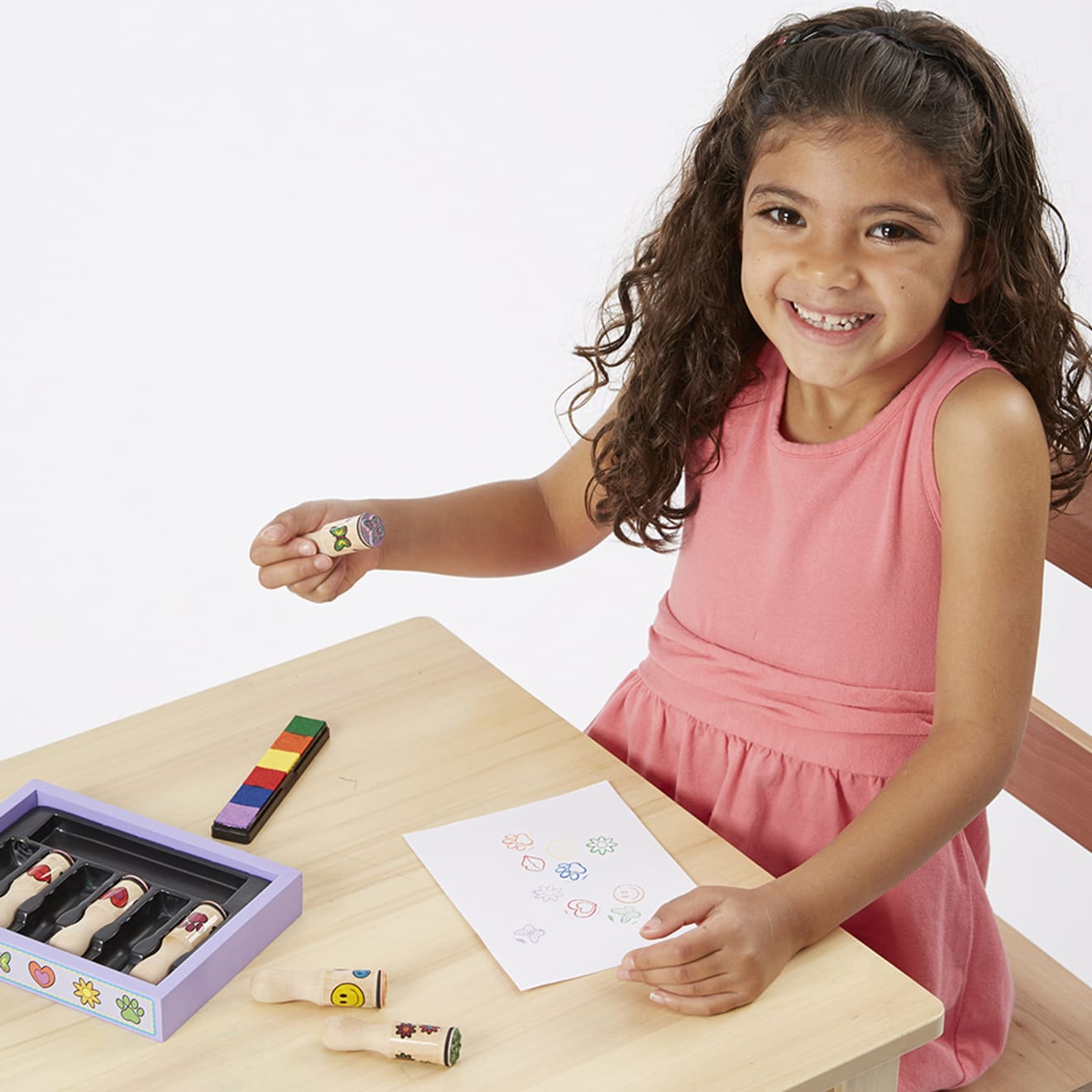 Melissa & Doug Wooden Stamp Set - Happy Handles
