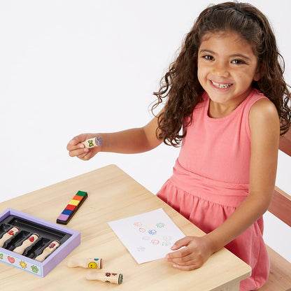 Melissa & Doug Wooden Stamp Set - Happy Handles