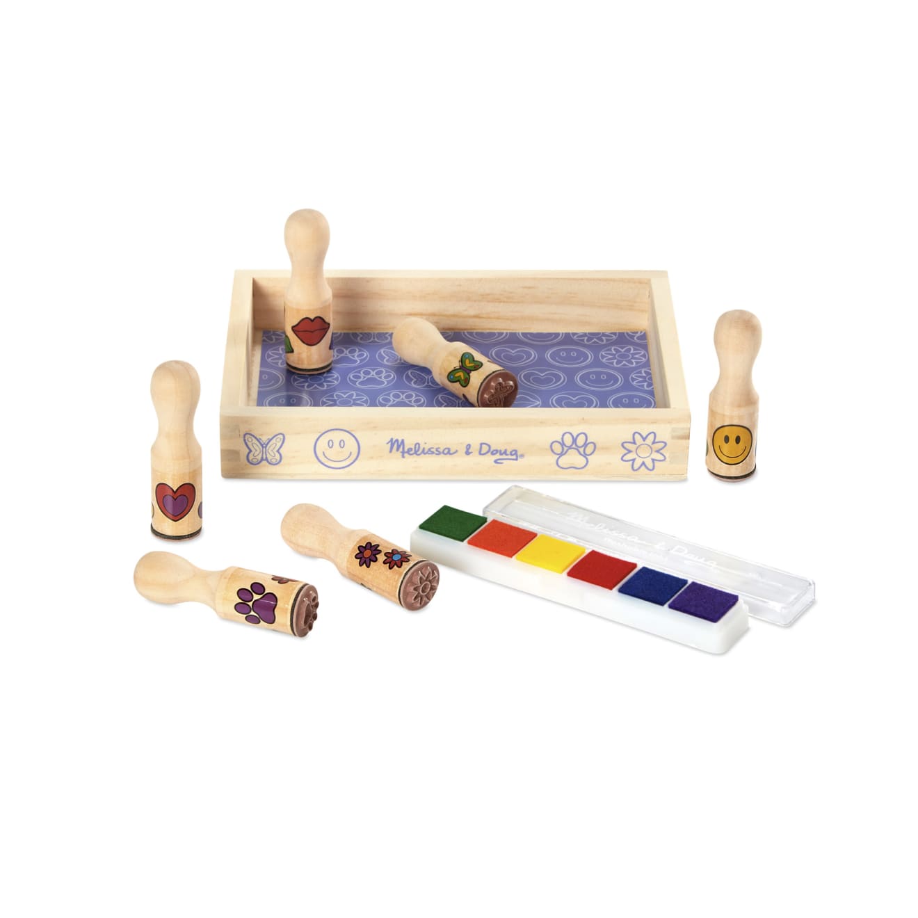 Melissa & Doug Wooden Stamp Set - Happy Handles