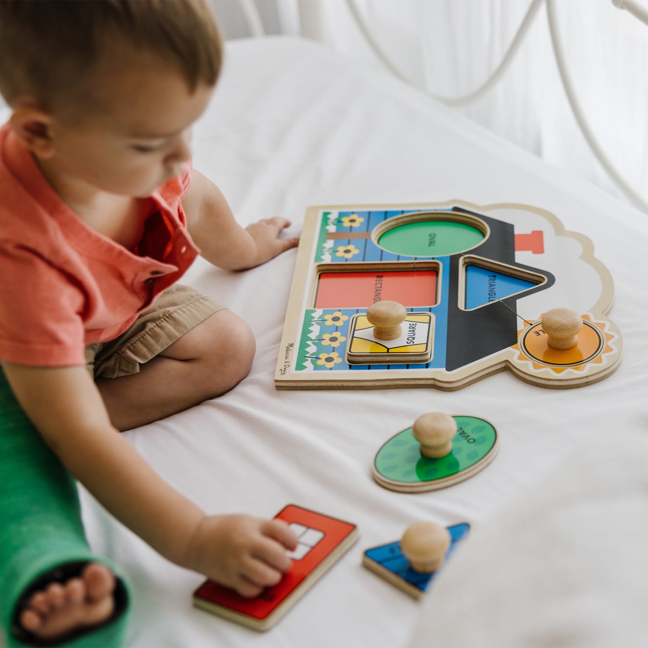Melissa & Doug Jumbo Knob Wooden Puzzles Bundle - Shapes And Barn