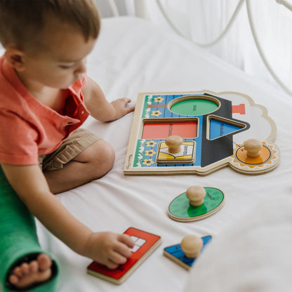 Melissa & Doug Jumbo Knob Wooden Puzzles Bundle - Shapes And Barn