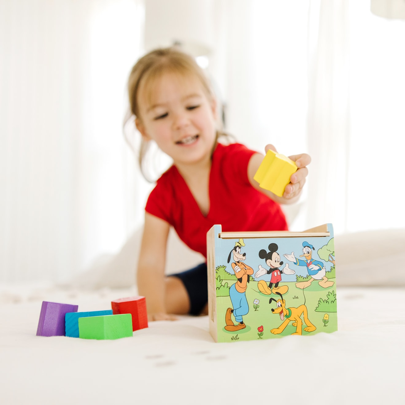 Melissa & Doug Disney Mickey Mouse & Friends Wooden Shape Sorting Cube