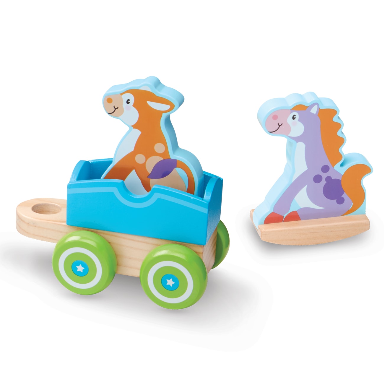 Melissa & Doug First Play Wooden Rocking Farm Animals Pull Train
