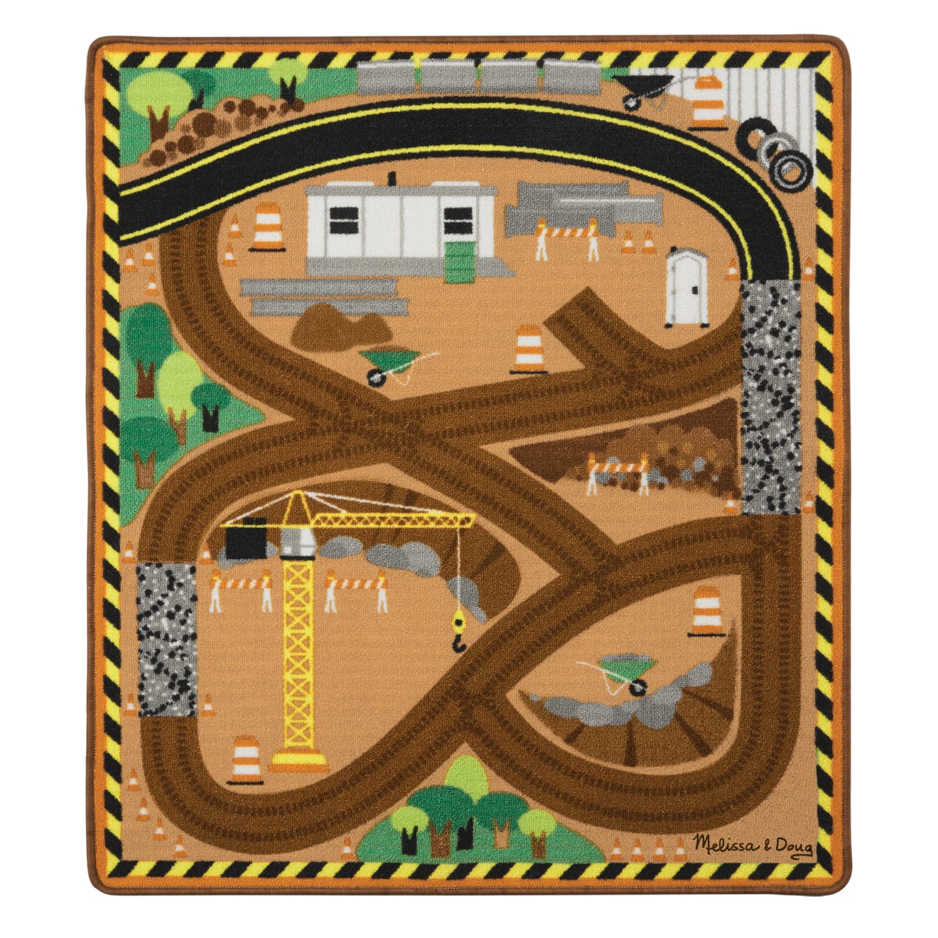 Melissa & Doug Round The Construction Zone Work Site Rug & Vehicle Set