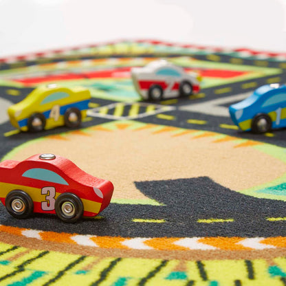Melissa & Doug Round The Speedway Race Track Rug & Car Set