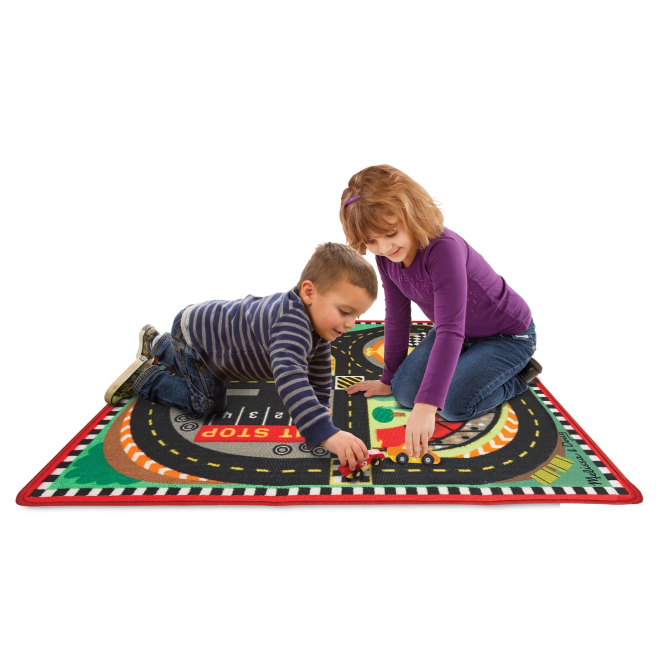 Melissa & Doug Round The Speedway Race Track Rug & Car Set
