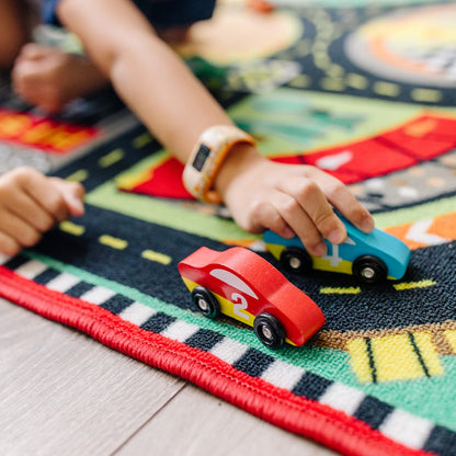 Melissa & Doug Round The Speedway Race Track Rug & Car Set