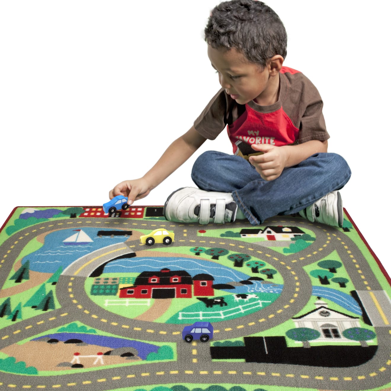Melissa & Doug Round The Town Road Rug & Car Set