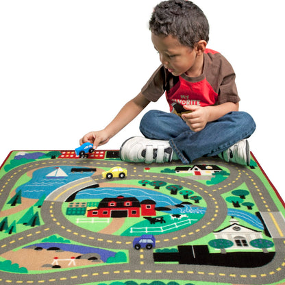 Melissa & Doug Round The Town Road Rug & Car Set
