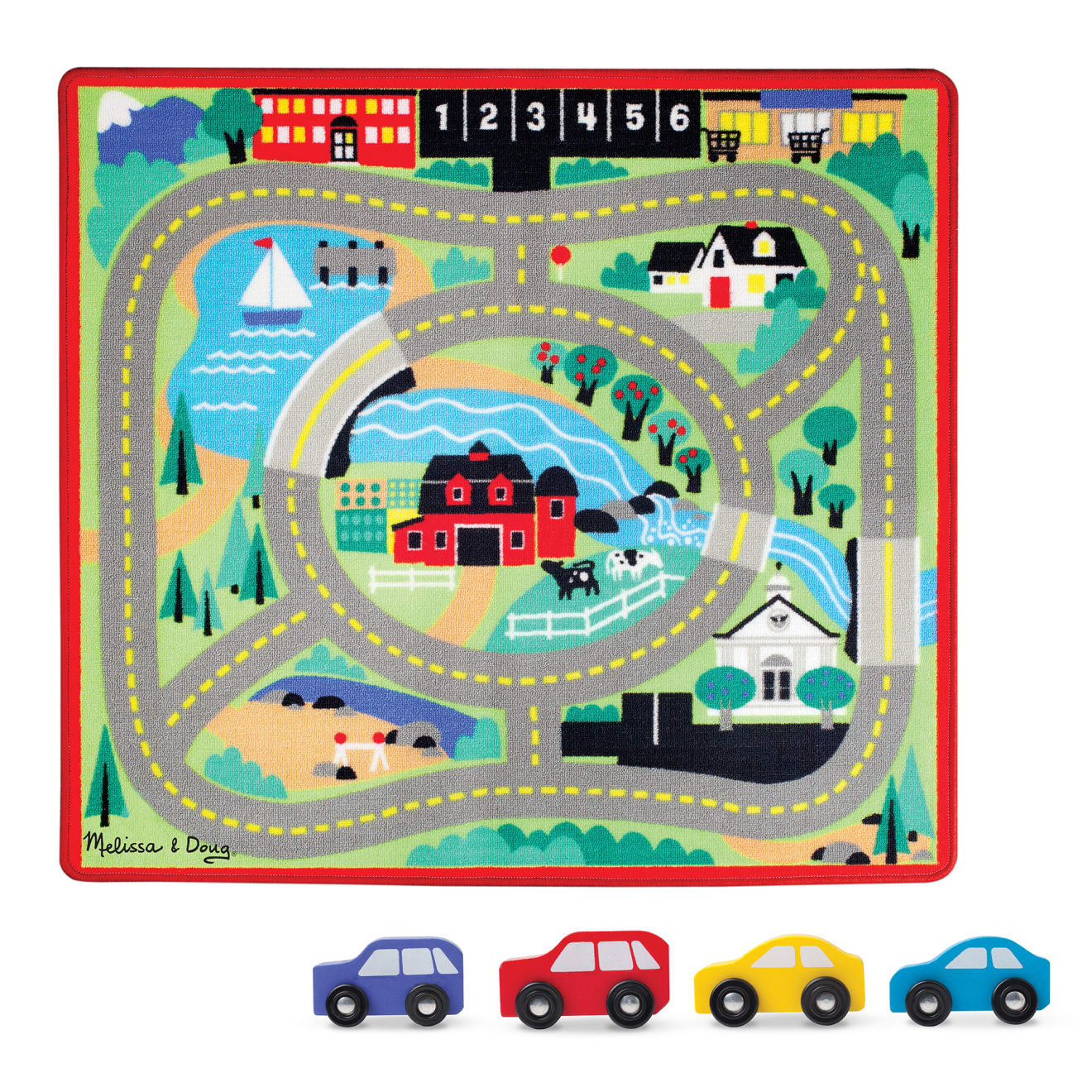 Melissa & Doug Round The Town Road Rug & Car Set
