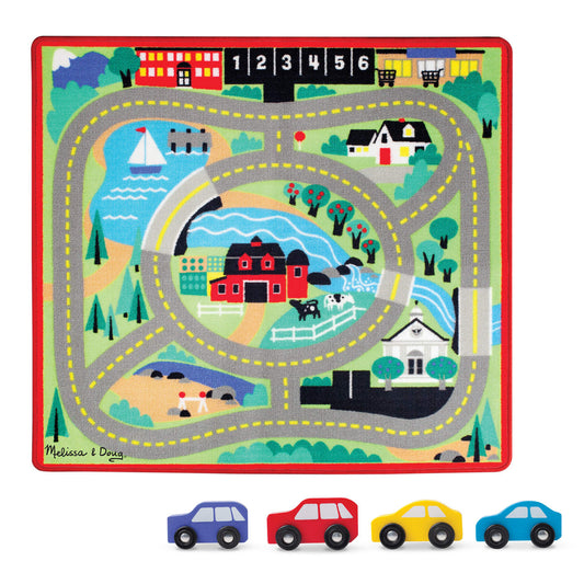 Melissa & Doug Round The Town Road Rug & Car Set