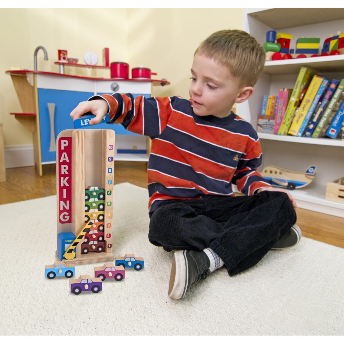 Melissa & Doug Wooden Stack & Count Parking Garage