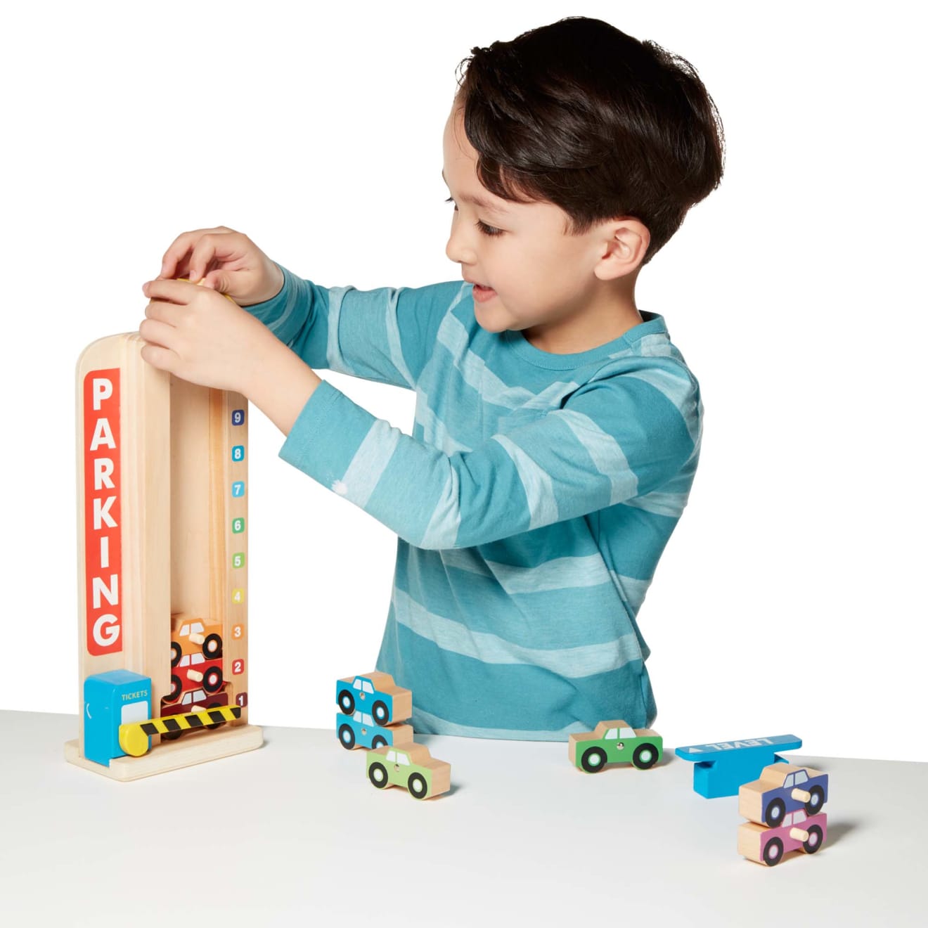 Melissa & Doug Wooden Stack & Count Parking Garage