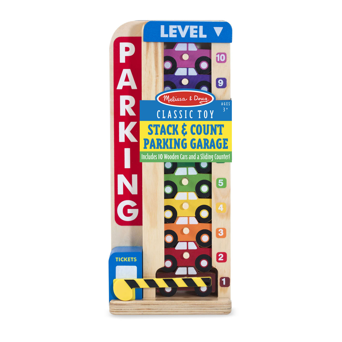Melissa & Doug Wooden Stack & Count Parking Garage