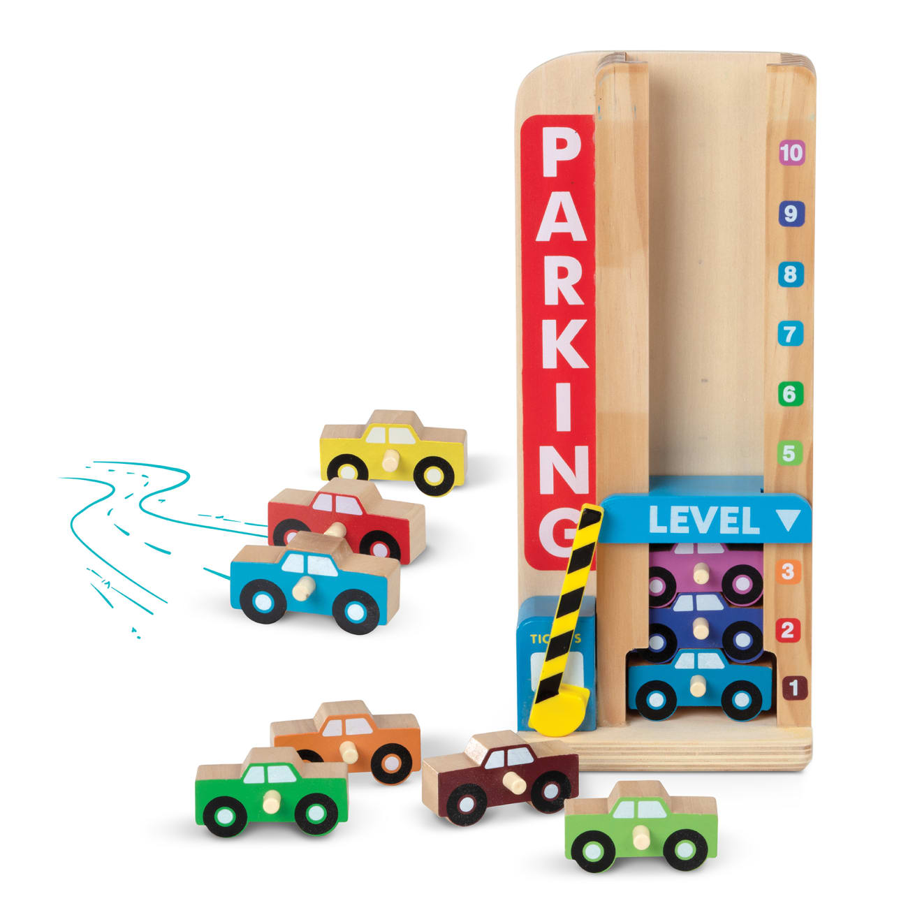Melissa & Doug Wooden Stack & Count Parking Garage