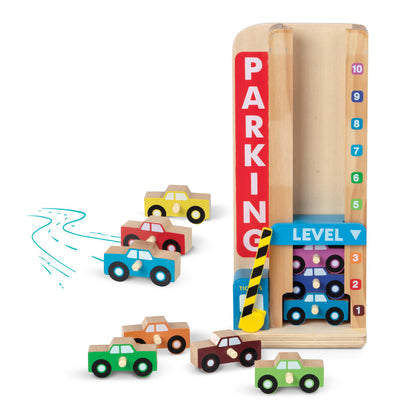 Melissa & Doug Wooden Stack & Count Parking Garage