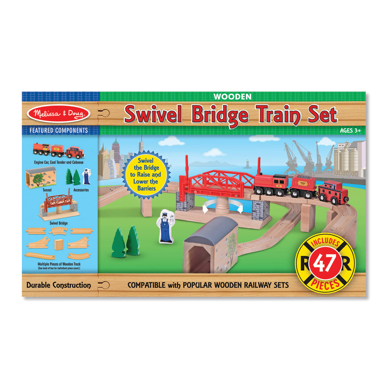 Melissa & Doug Swivel Bridge Train Set