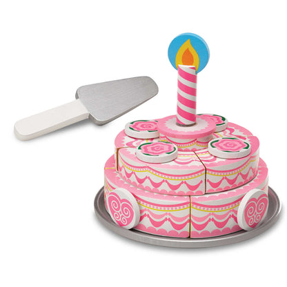 Melissa & Doug Triple-Layer Party Cake - Wooden Play Food