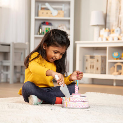 Melissa & Doug Triple-Layer Party Cake - Wooden Play Food