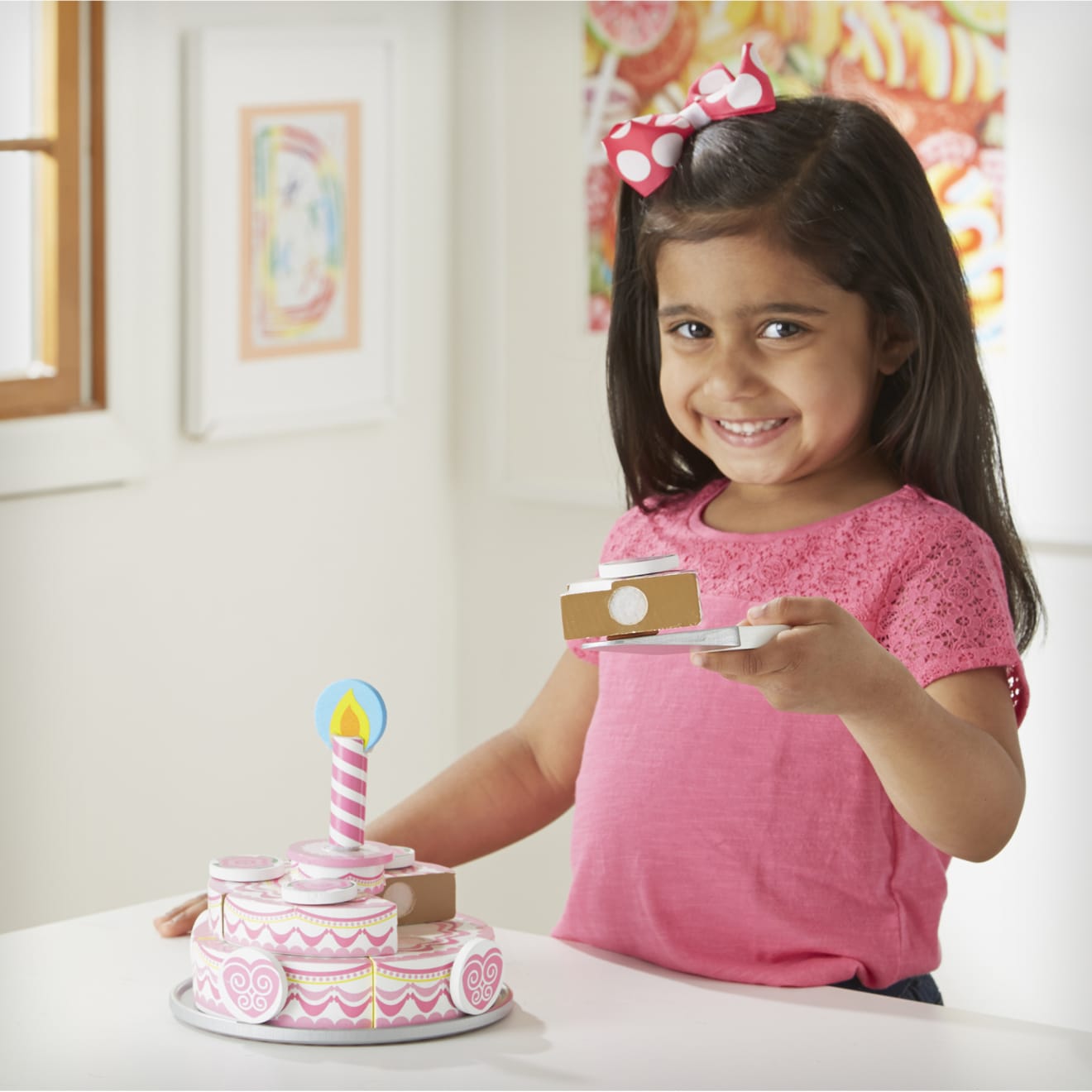 Melissa & Doug Triple-Layer Party Cake - Wooden Play Food