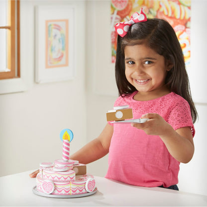 Melissa & Doug Triple-Layer Party Cake - Wooden Play Food