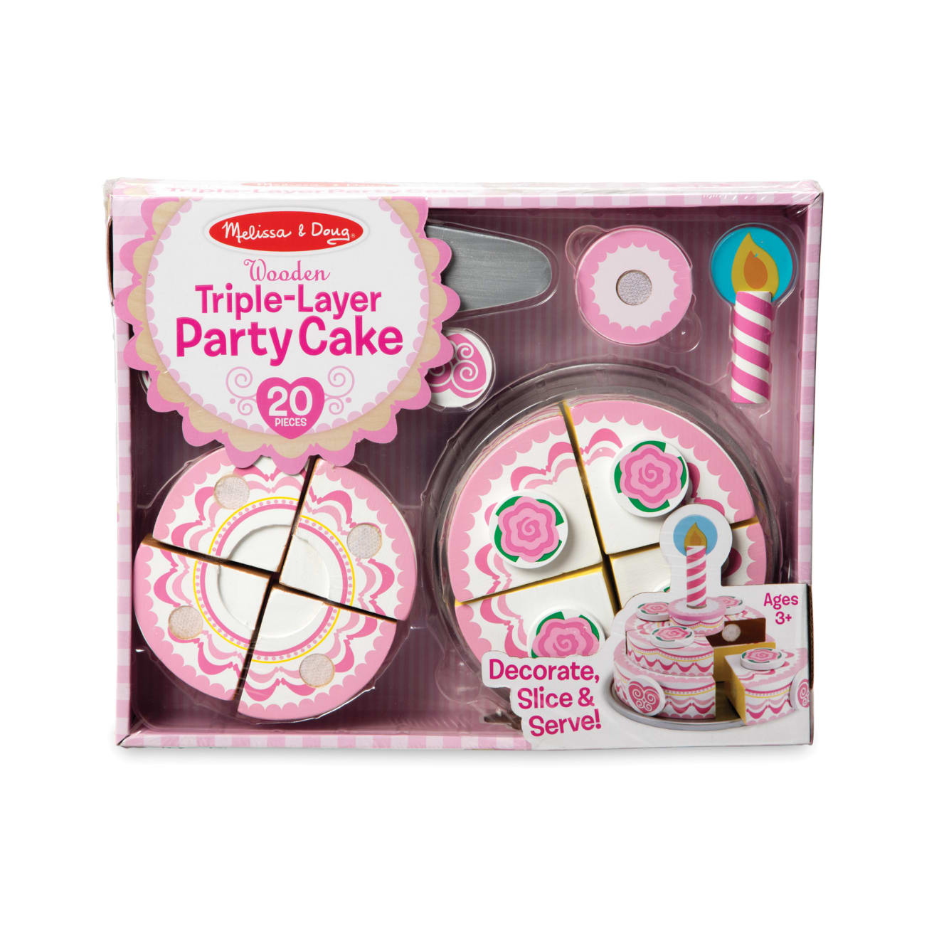 Melissa & Doug Triple-Layer Party Cake - Wooden Play Food