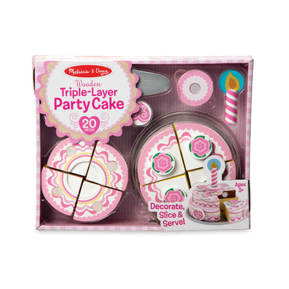 Melissa & Doug Triple-Layer Party Cake - Wooden Play Food