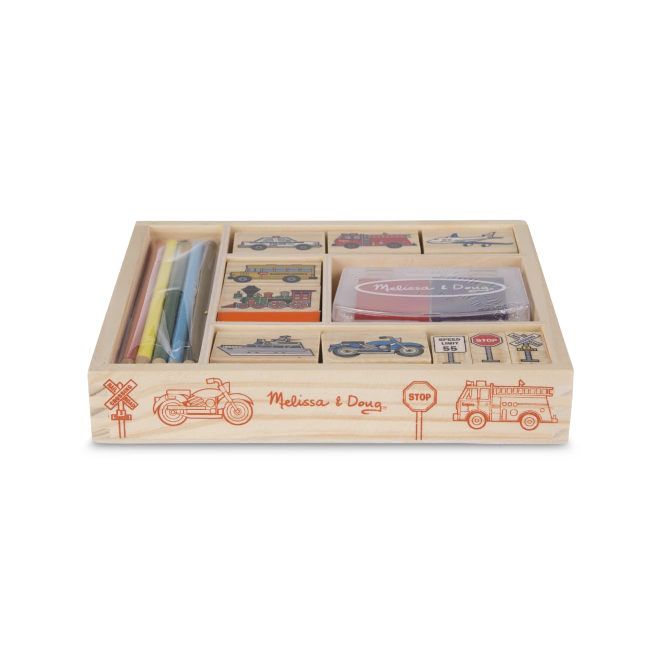 Melissa & Doug Wooden Stamp Set - Vehicles