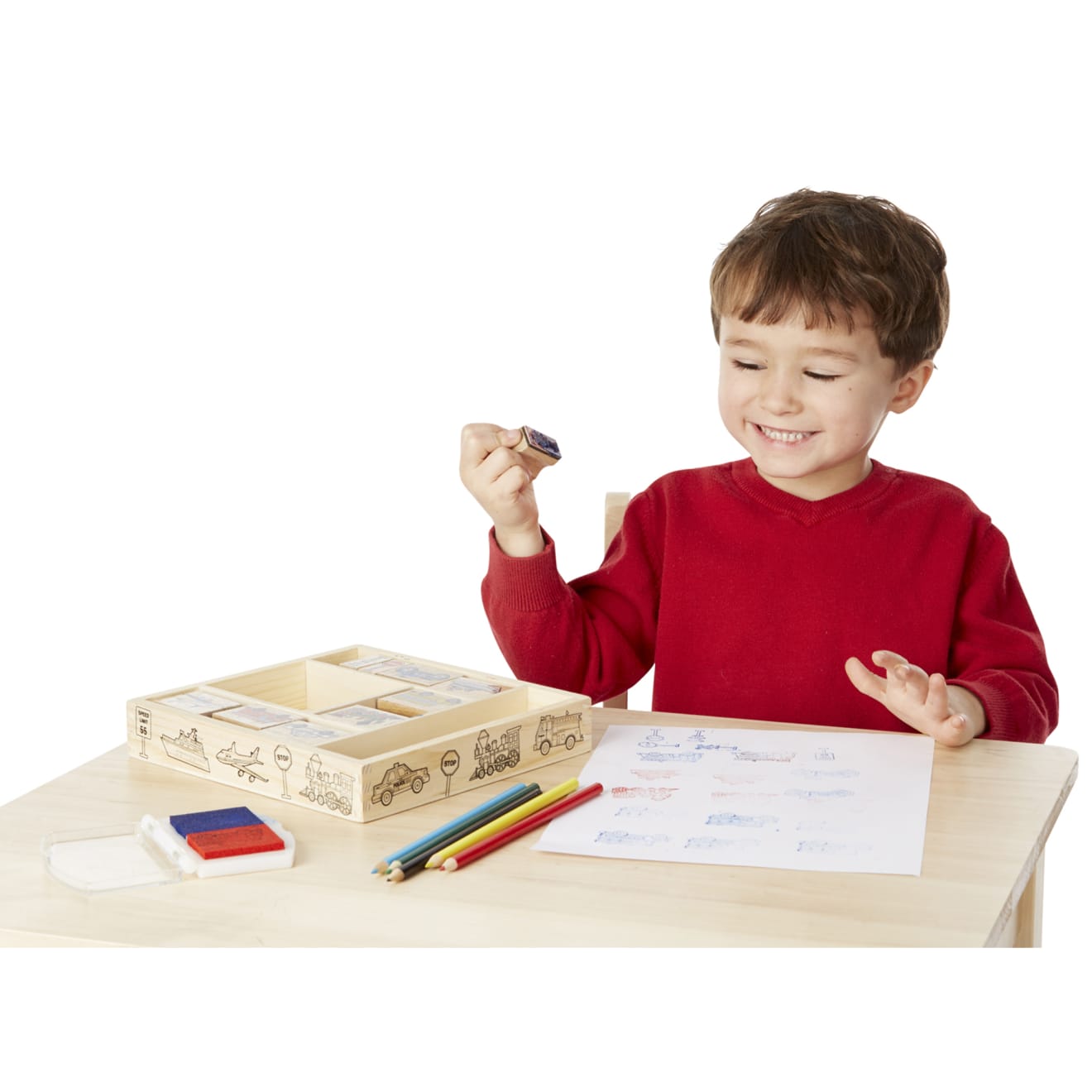 Melissa & Doug Wooden Stamp Set - Vehicles