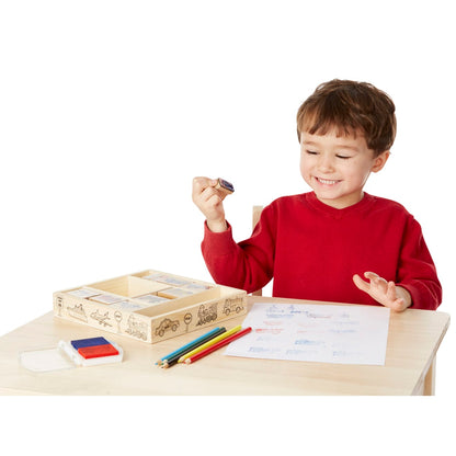Melissa & Doug Wooden Stamp Set - Vehicles
