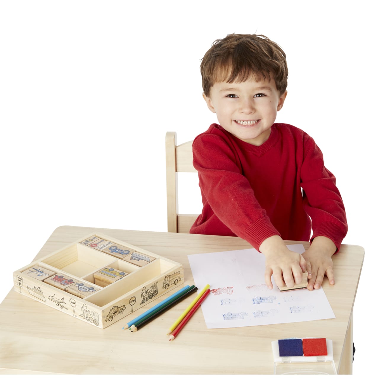 Melissa & Doug Wooden Stamp Set - Vehicles