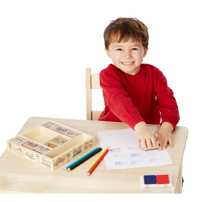 Melissa & Doug Wooden Stamp Set - Vehicles