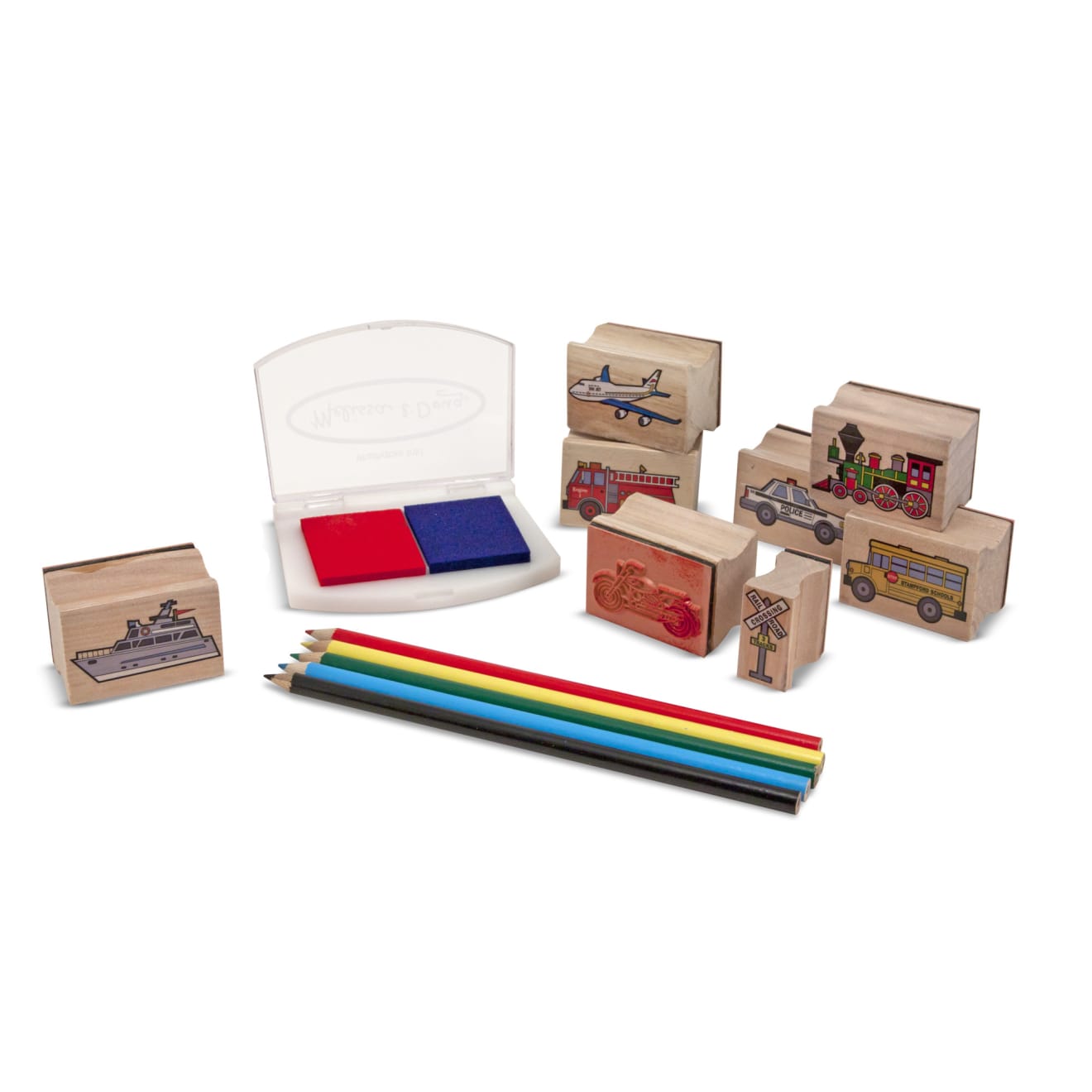Melissa & Doug Wooden Stamp Set - Vehicles