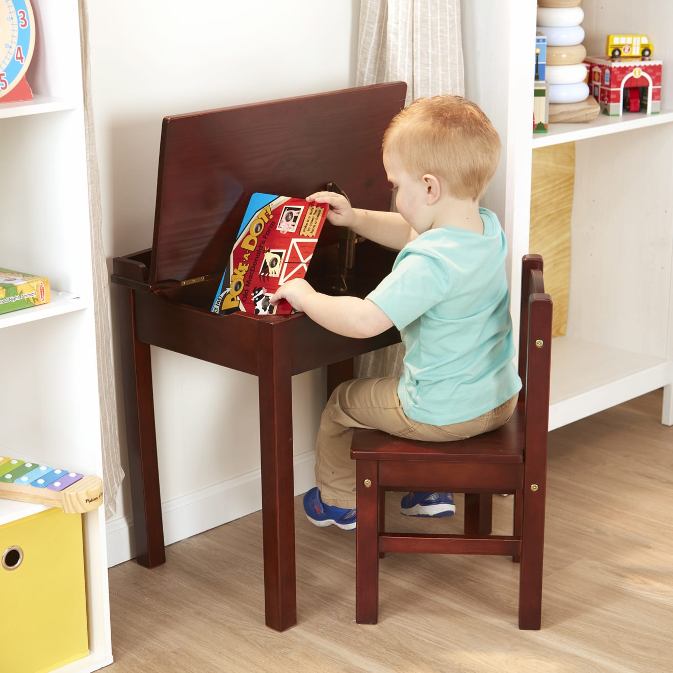 Melissa & Doug Child's Lift-Top Desk & Chair - Espresso