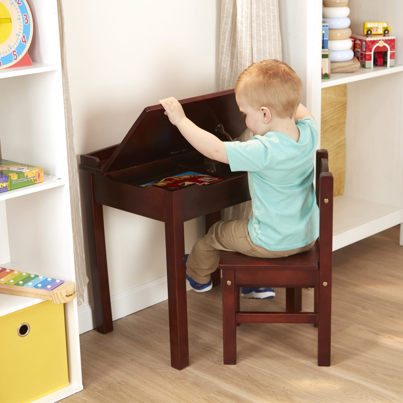 Melissa & Doug Child's Lift-Top Desk & Chair - Espresso