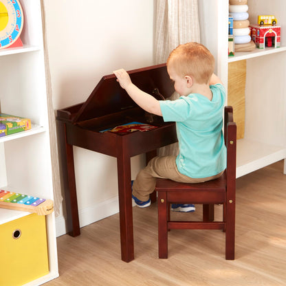 Melissa & Doug Child's Lift-Top Desk & Chair - Espresso