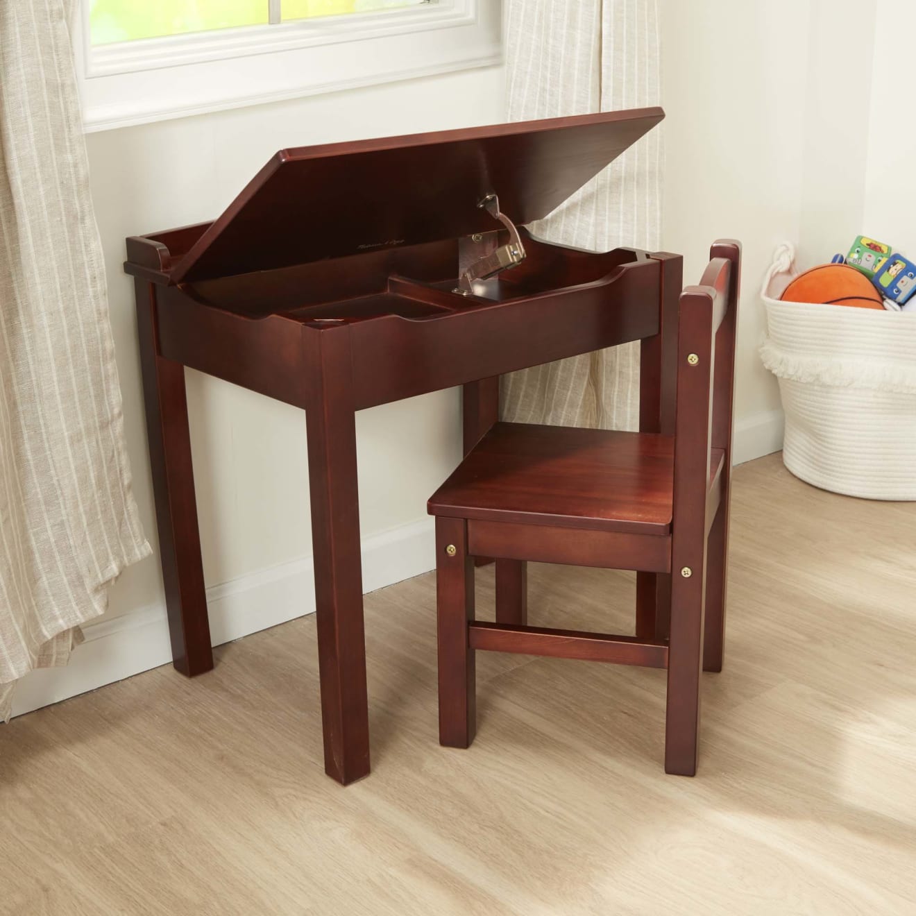 Melissa & Doug Child's Lift-Top Desk & Chair - Espresso
