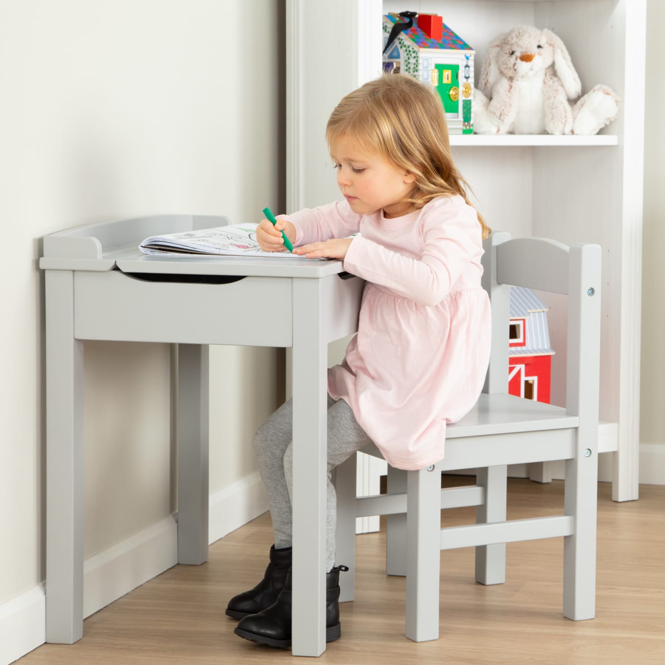 Melissa & Doug Child's Lift-Top Desk & Chair - Gray