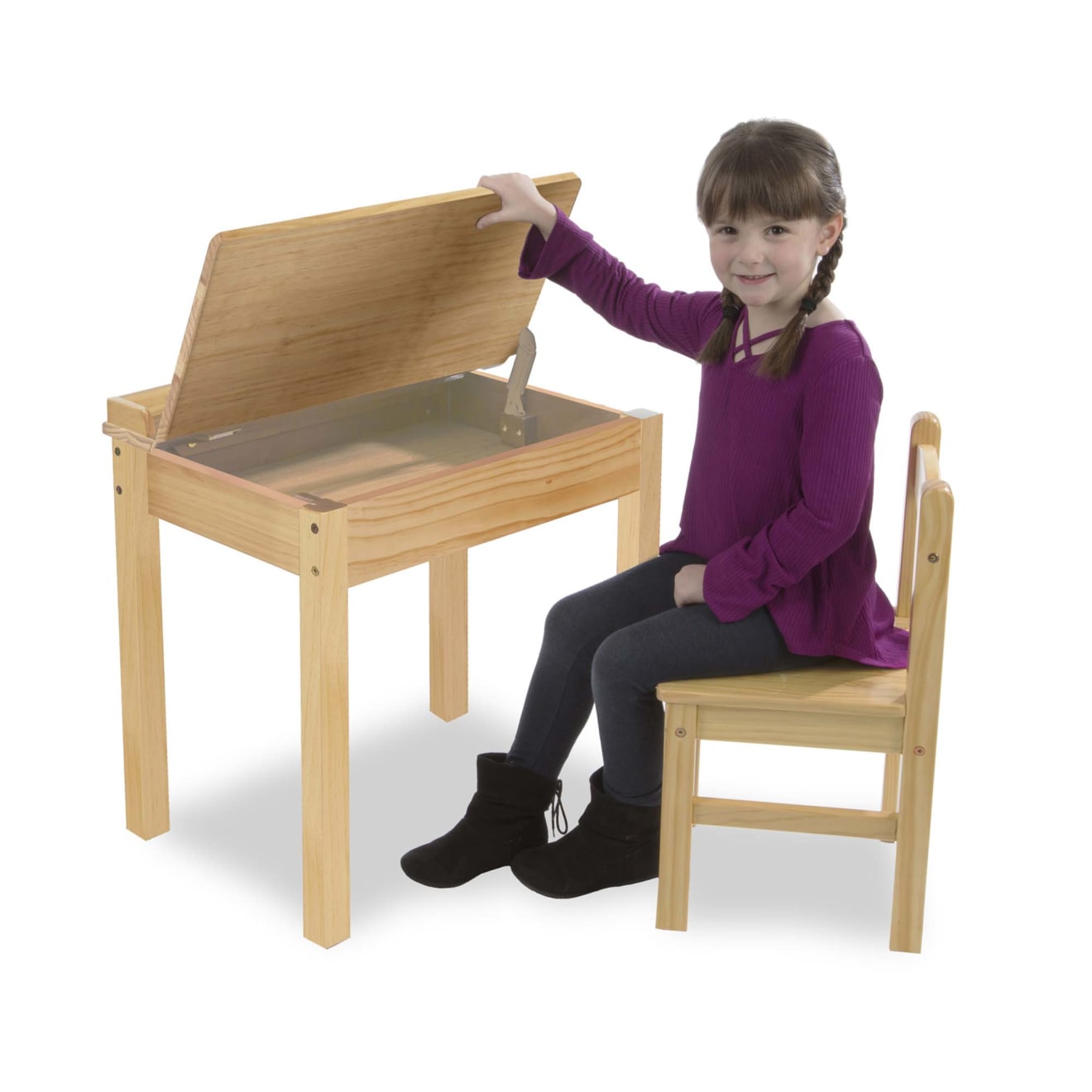 Melissa & Doug Child's Lift-Top Desk & Chair - Honey