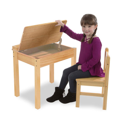 Melissa & Doug Child's Lift-Top Desk & Chair - Honey