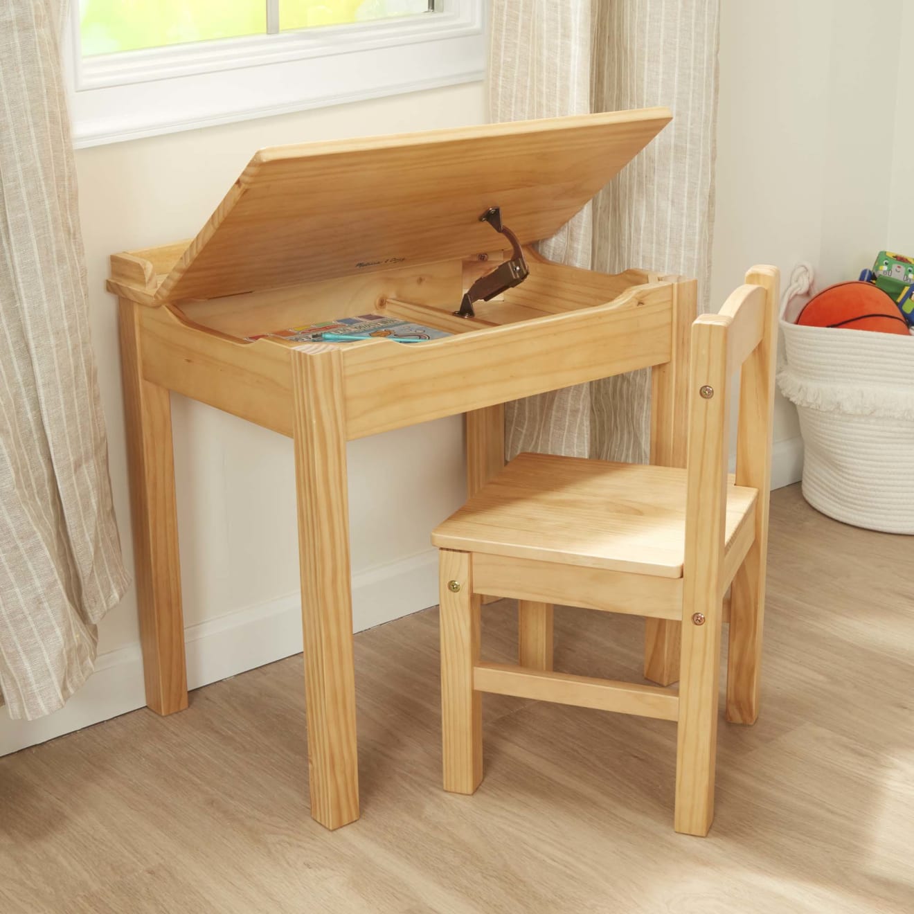 Melissa & Doug Child's Lift-Top Desk & Chair - Honey