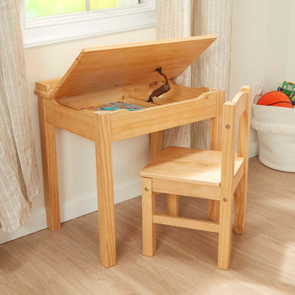 Melissa & Doug Child's Lift-Top Desk & Chair - Honey