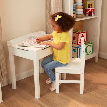 Melissa & Doug Child's Lift-Top Desk & Chair - White