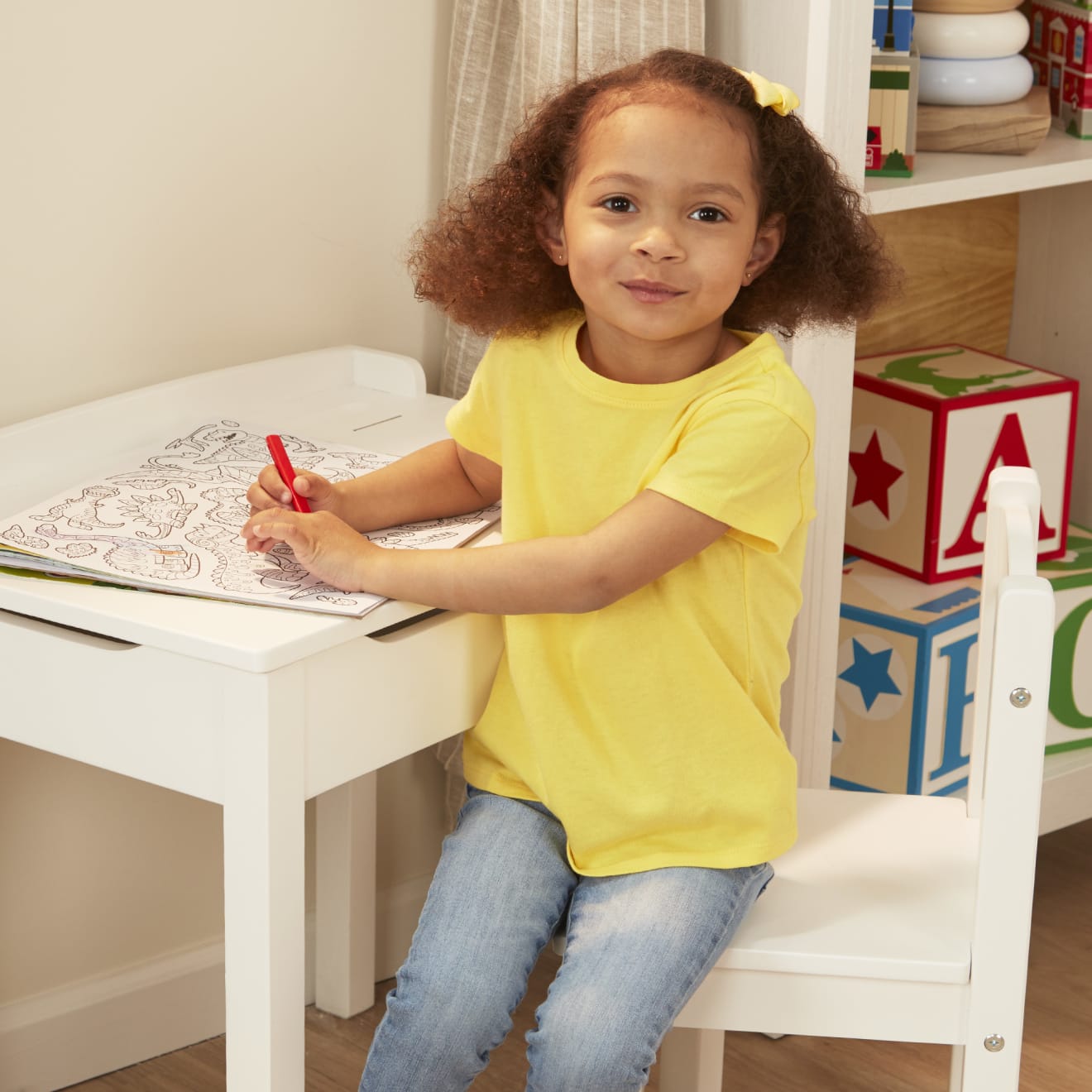 Melissa & Doug Child's Lift-Top Desk & Chair - White