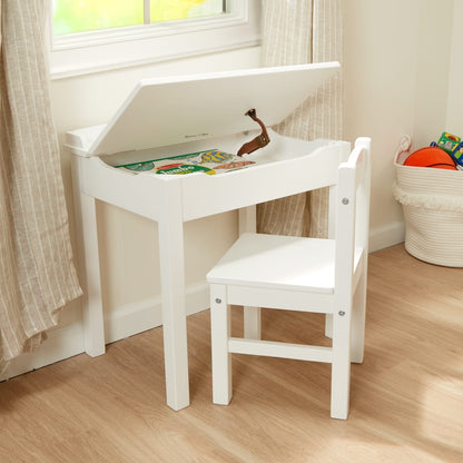 Melissa & Doug Child's Lift-Top Desk & Chair - White
