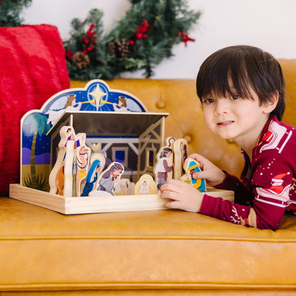 Melissa & Doug Wooden Christmas Nativity Set