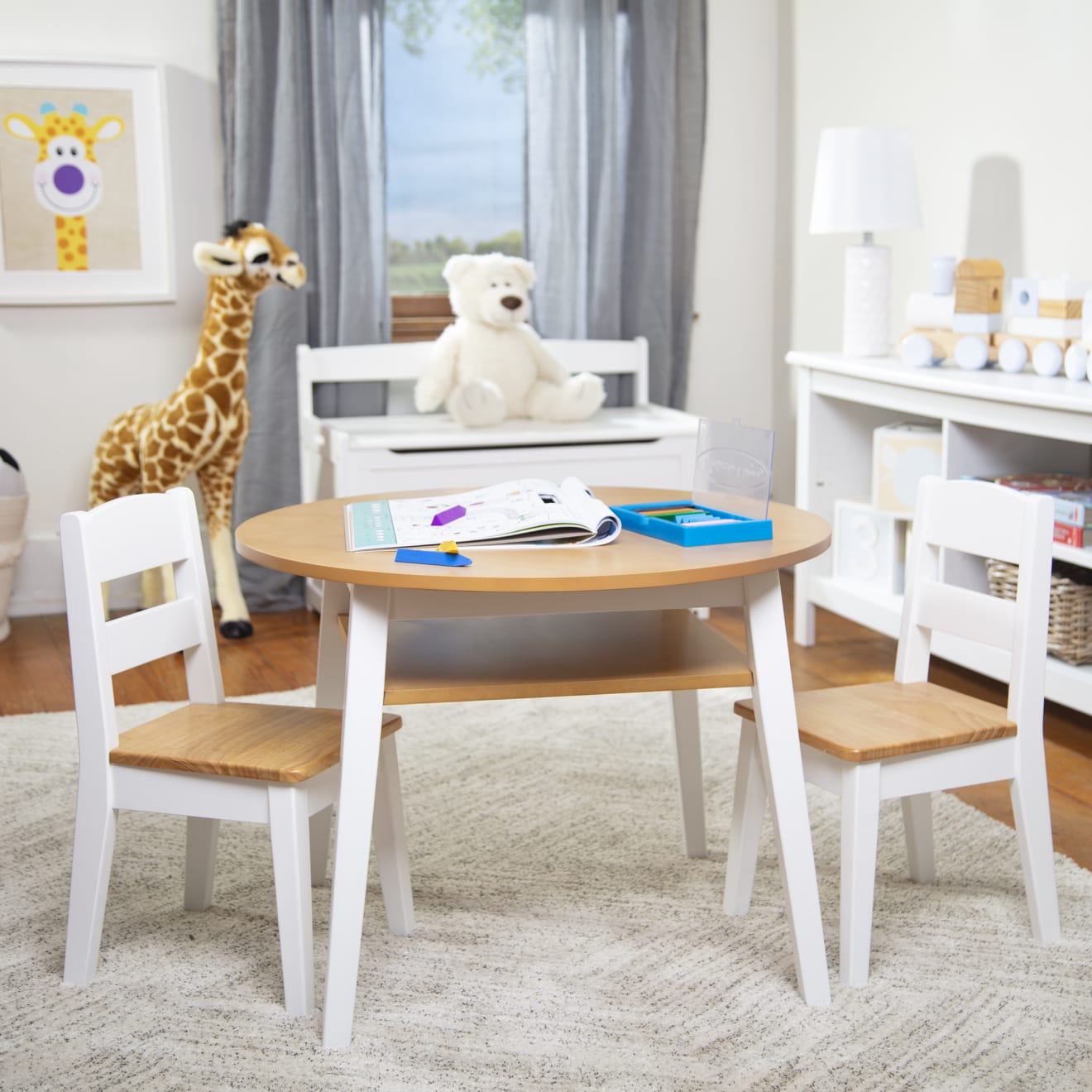 Melissa & Doug Wooden Round Table & Chairs Set
