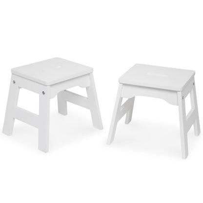 Melissa & Doug Wooden Stools - Set Of 2 (White)