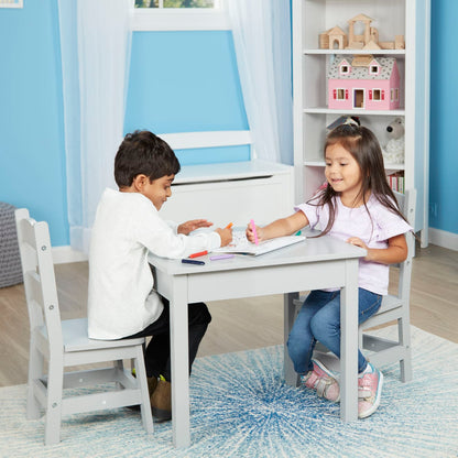 Melissa & Doug Wooden Table & 2 Chairs - Gray