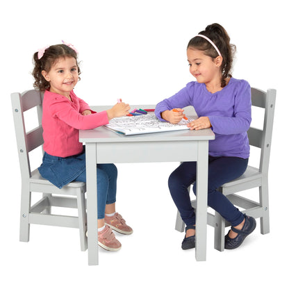 Melissa & Doug Wooden Table & 2 Chairs - Gray